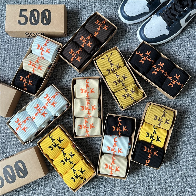 Men socks graffiti letter cotton socks