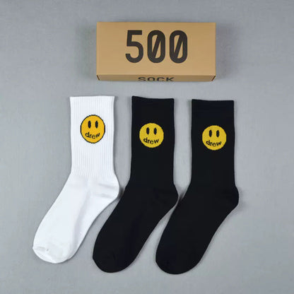 Men socks smiley face medium tube